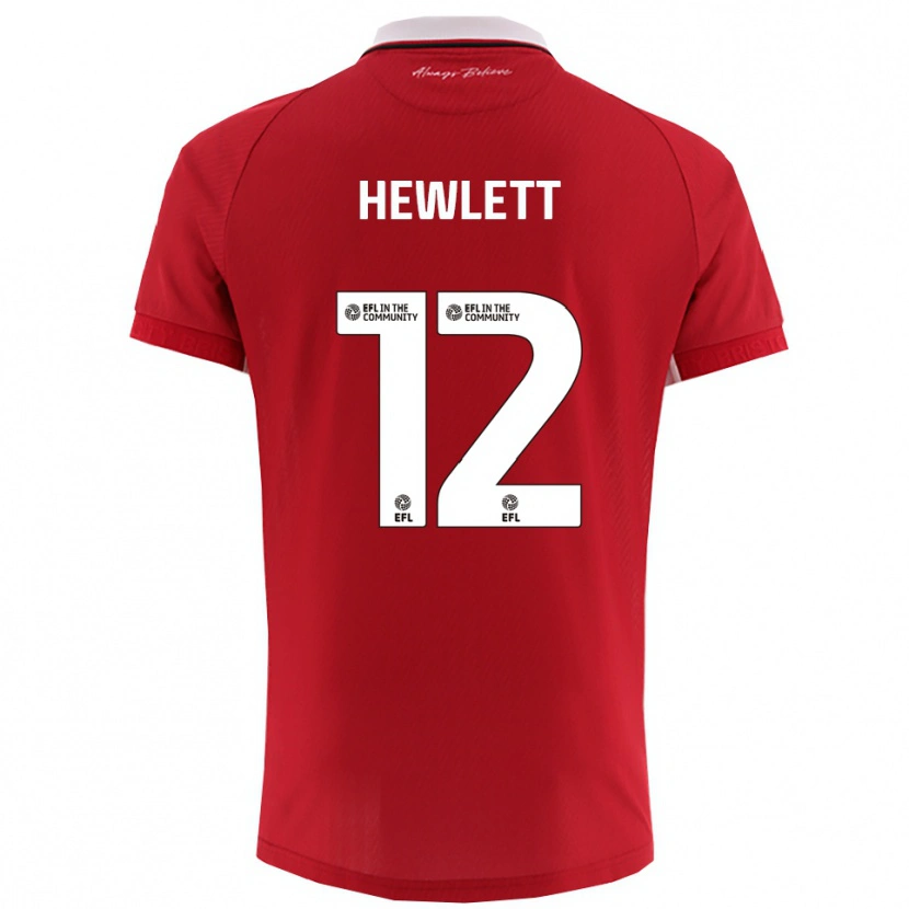 Danxen Donna Maglia Callum Hewlett #12 Rosso Bianco Kit Gara Home 2025/26 Maglietta