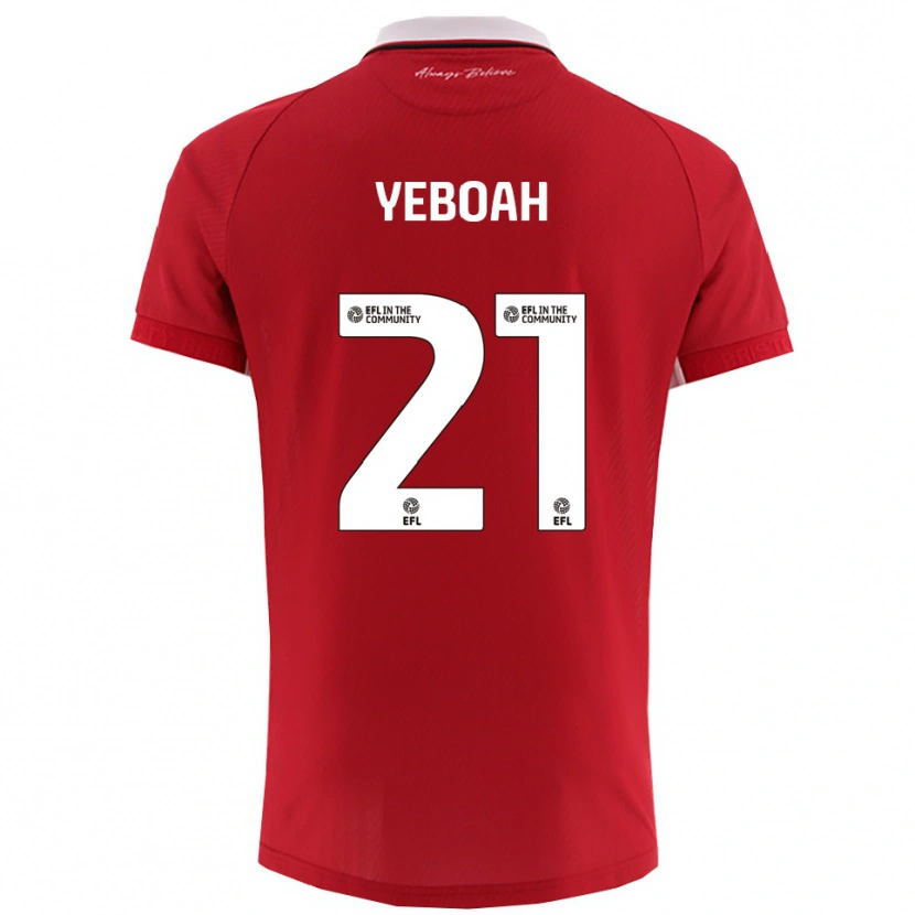 Danxen Donna Maglia Ephraim Yeboah #21 Rosso Bianco Kit Gara Home 2025/26 Maglietta