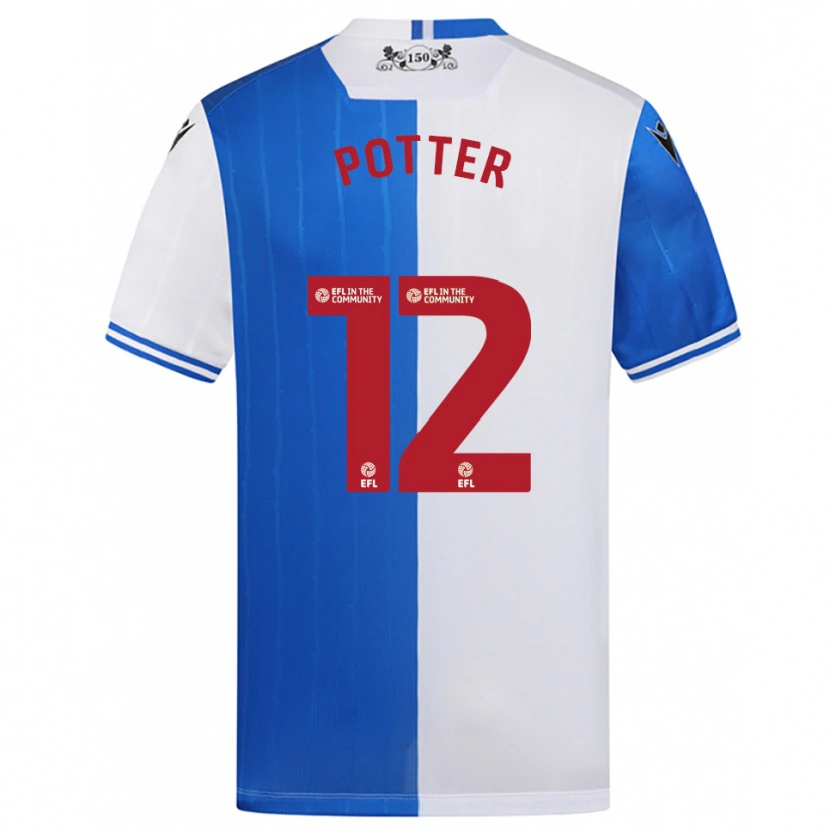 Danxen Donna Maglia Aaron Potter #12 Blu Bianco Kit Gara Home 2025/26 Maglietta