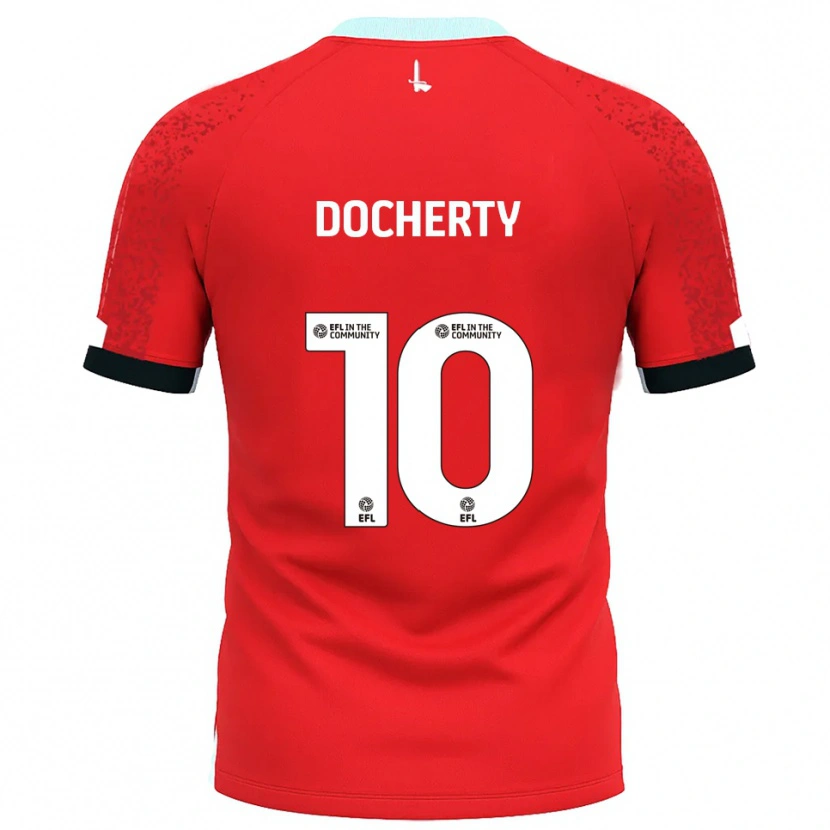 Danxen Donna Maglia Greg Docherty #10 Rosso Bianco Kit Gara Home 2025/26 Maglietta