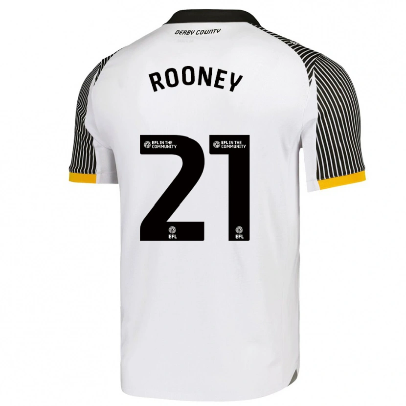 Danxen Donna Maglia Jake Rooney #21 Bianco Nero Kit Gara Home 2025/26 Maglietta