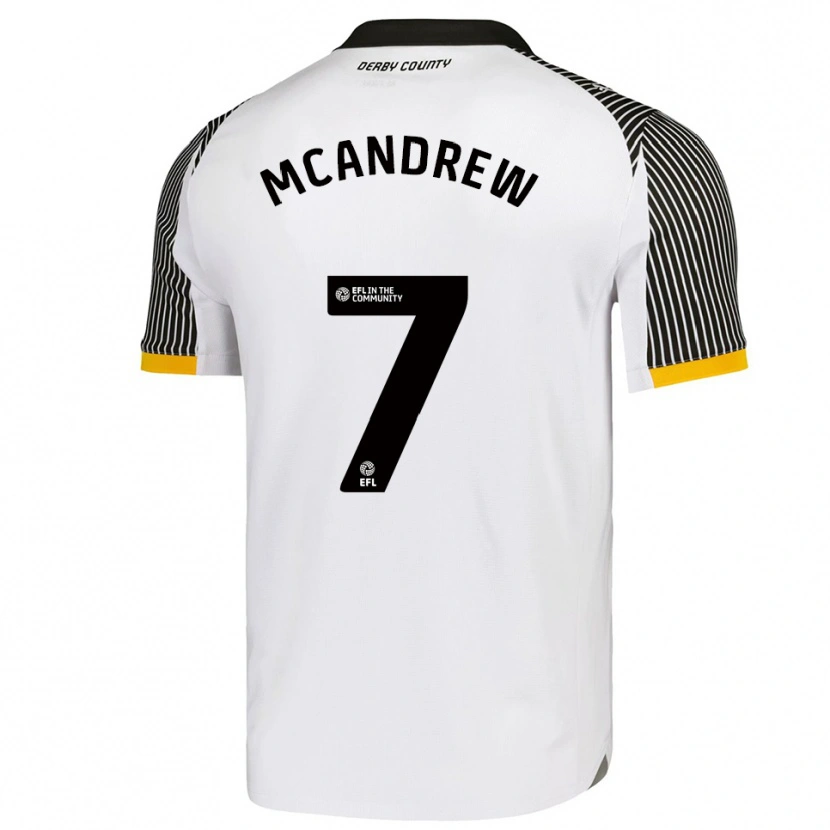Danxen Donna Maglia Niall Mcandrew #7 Bianco Nero Kit Gara Home 2025/26 Maglietta