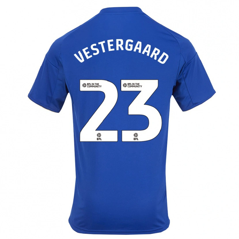 Danxen Donna Maglia Jannik Vestergaard #23 Blu Oro Kit Gara Home 2025/26 Maglietta