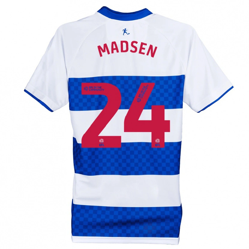 Danxen Donna Maglia Nicolas Madsen #24 Blu Bianco Kit Gara Home 2025/26 Maglietta