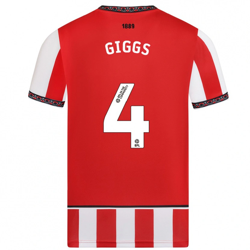 Danxen Donna Maglia Zach Giggs #4 Rosso Bianco Kit Gara Home 2025/26 Maglietta