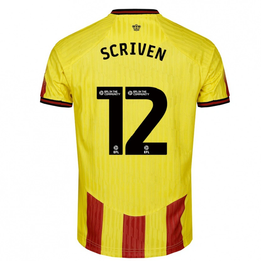 Danxen Donna Maglia Jonny Scriven #12 Giallo Rosso Kit Gara Home 2025/26 Maglietta