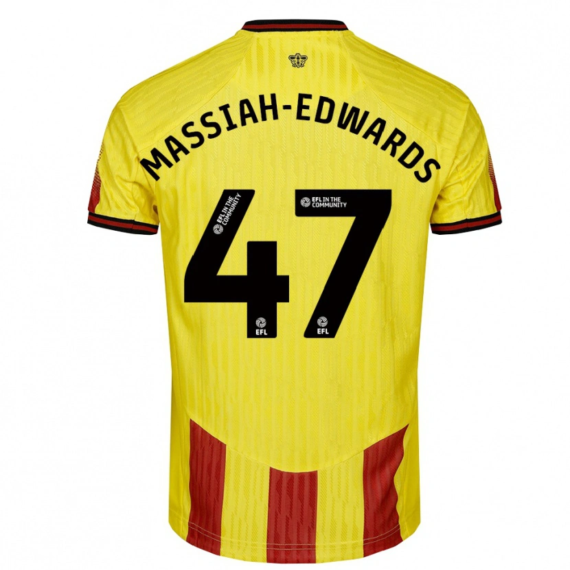 Danxen Donna Maglia Zavier Massiah-Edwards #47 Giallo Rosso Kit Gara Home 2025/26 Maglietta