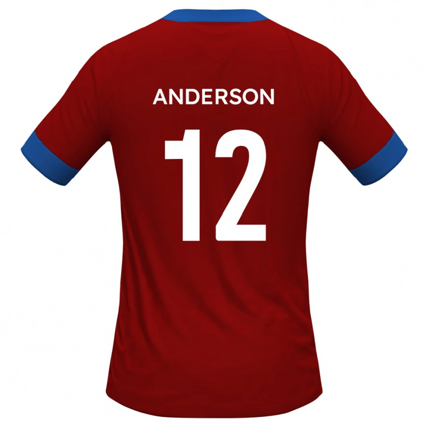 Danxen Donna Maglia Keane Anderson #12 Rosso Blu Kit Gara Home 2025/26 Maglietta