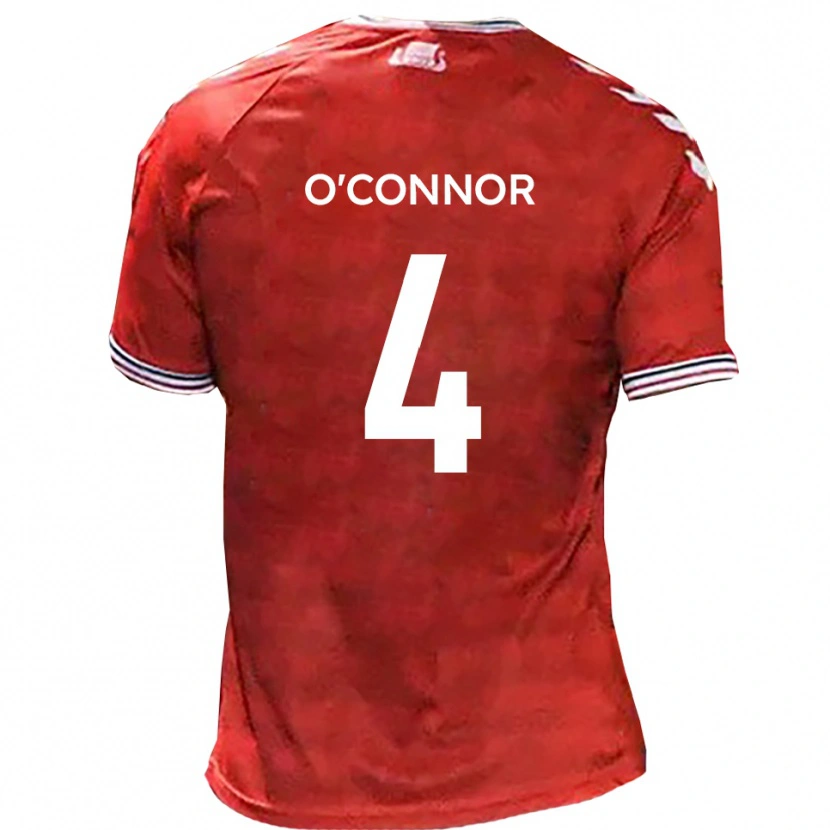 Danxen Donna Maglia Darragh O'connor #4 Rosso Bianco Kit Gara Home 2025/26 Maglietta