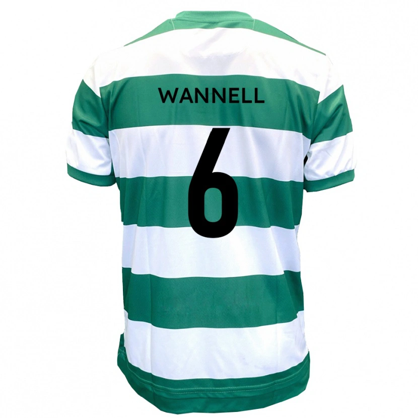 Danxen Donna Maglia Jake Wannell #6 Verde Bianco Kit Gara Home 2025/26 Maglietta