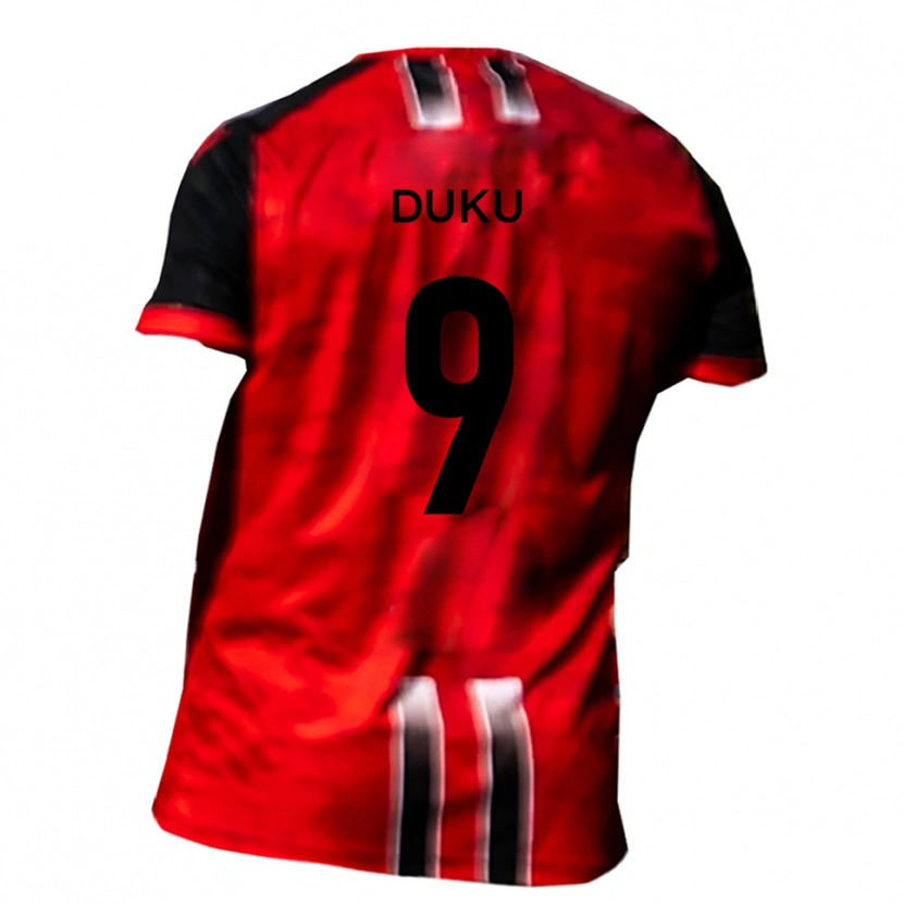 Danxen Donna Maglia Manny Duku #9 Rosso Nero Kit Gara Home 2025/26 Maglietta