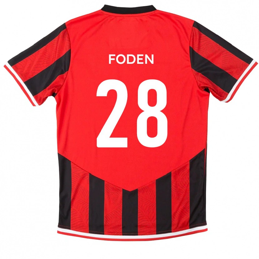 Danxen Donna Maglia Daniel Foden #28 Rosso Nero Kit Gara Home 2025/26 Maglietta