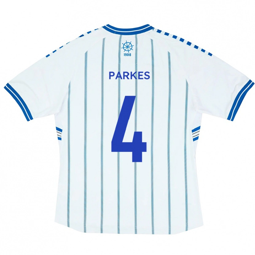 Danxen Donna Maglia Tom Parkes #4 Bianco Blu Kit Gara Home 2025/26 Maglietta