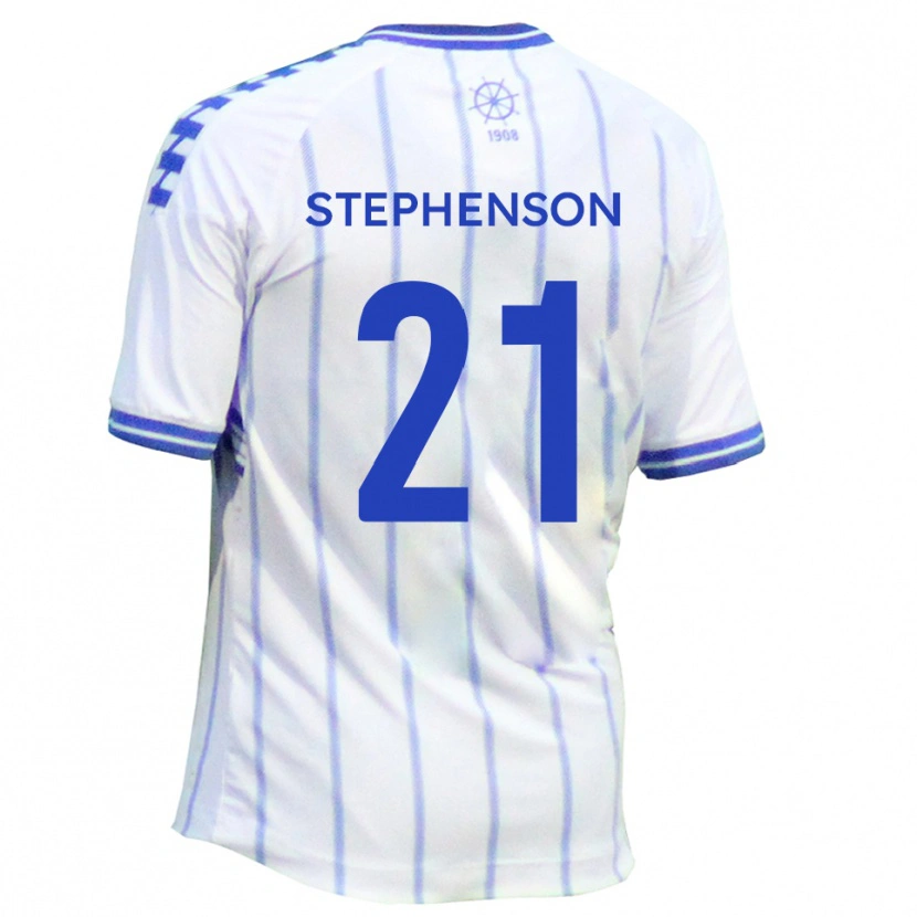 Danxen Donna Maglia Louis Stephenson #21 Bianco Blu Kit Gara Home 2025/26 Maglietta