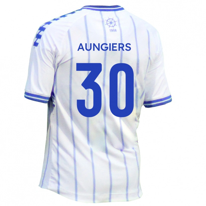 Danxen Donna Maglia Joe Aungiers #30 Bianco Blu Kit Gara Home 2025/26 Maglietta