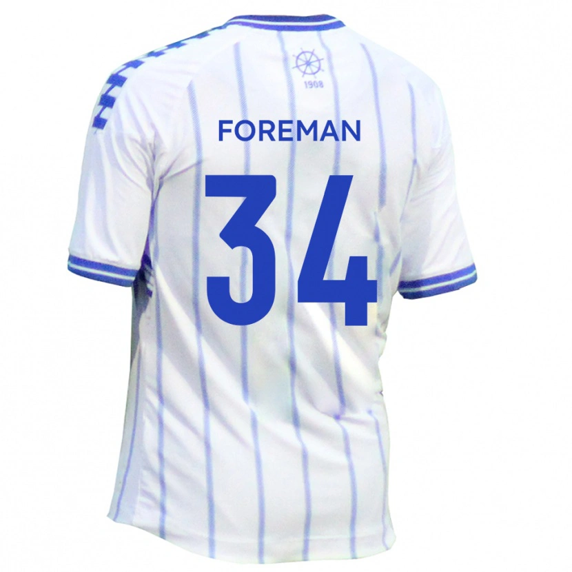 Danxen Donna Maglia Kian Foreman #34 Bianco Blu Kit Gara Home 2025/26 Maglietta