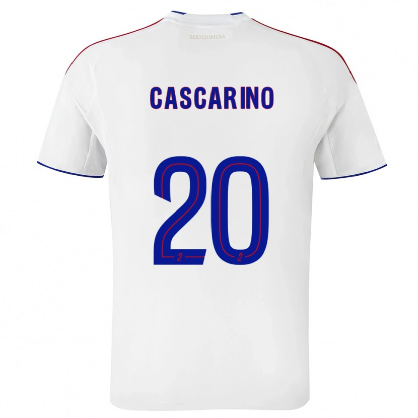 Danxen Donna Maglia Delphine Cascarino #20 Bianco Rosso Kit Gara Home 2025/26 Maglietta