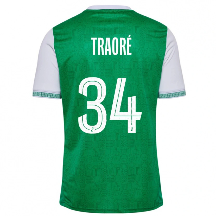 Danxen Donna Maglia Lassana Traoré #34 Verde Bianco Kit Gara Home 2025/26 Maglietta