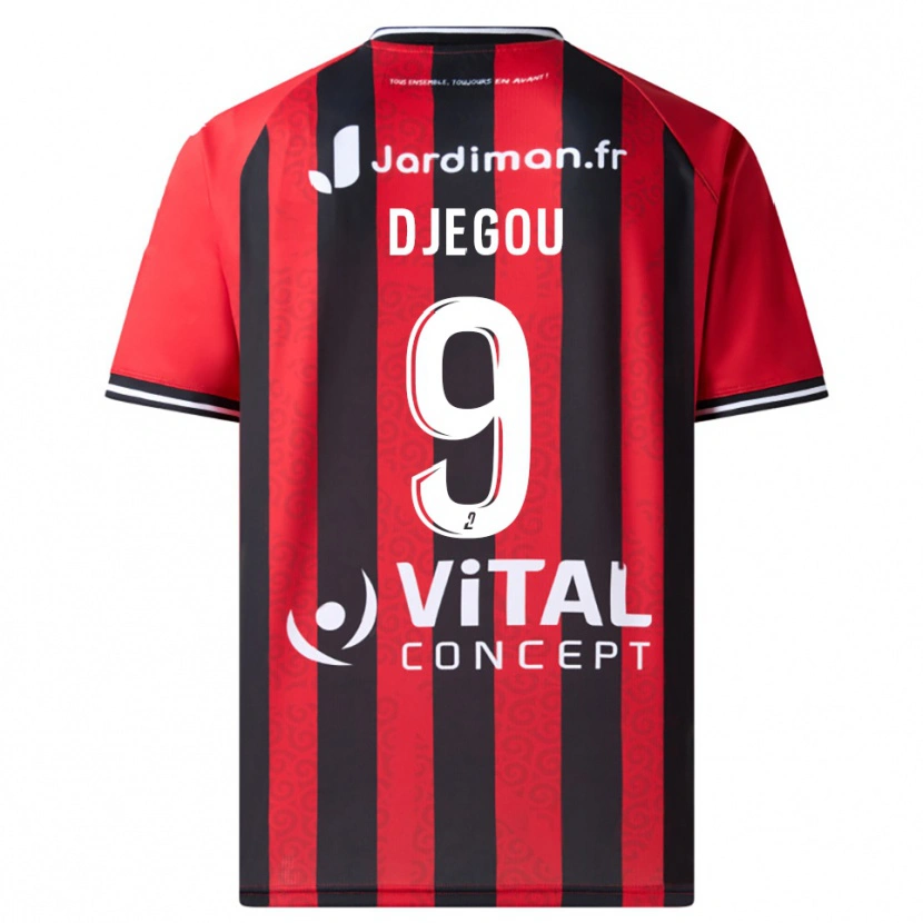 Danxen Donna Maglia Jean-Yves Djegou #9 Rosso Nero Kit Gara Home 2025/26 Maglietta