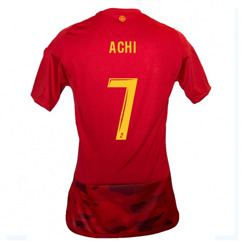 Danxen Donna Maglia Mohamed Achi #7 Rosso Giallo Kit Gara Home 2025/26 Maglietta