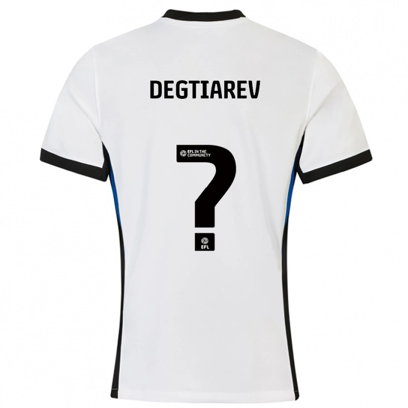 Danxen Donna Maglia Nikolai Degtiarev #0 Bianco Blu Kit Gara Away 2025/26 Maglietta
