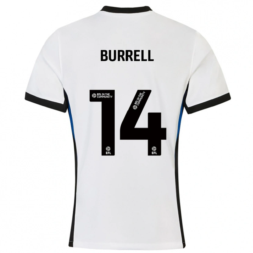 Danxen Donna Maglia Billy Burrell #14 Bianco Blu Kit Gara Away 2025/26 Maglietta