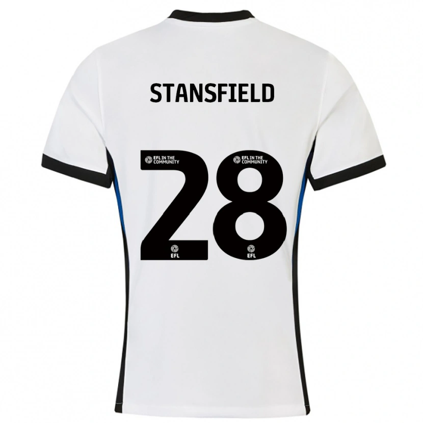 Danxen Donna Maglia Jay Stansfield #28 Bianco Blu Kit Gara Away 2025/26 Maglietta