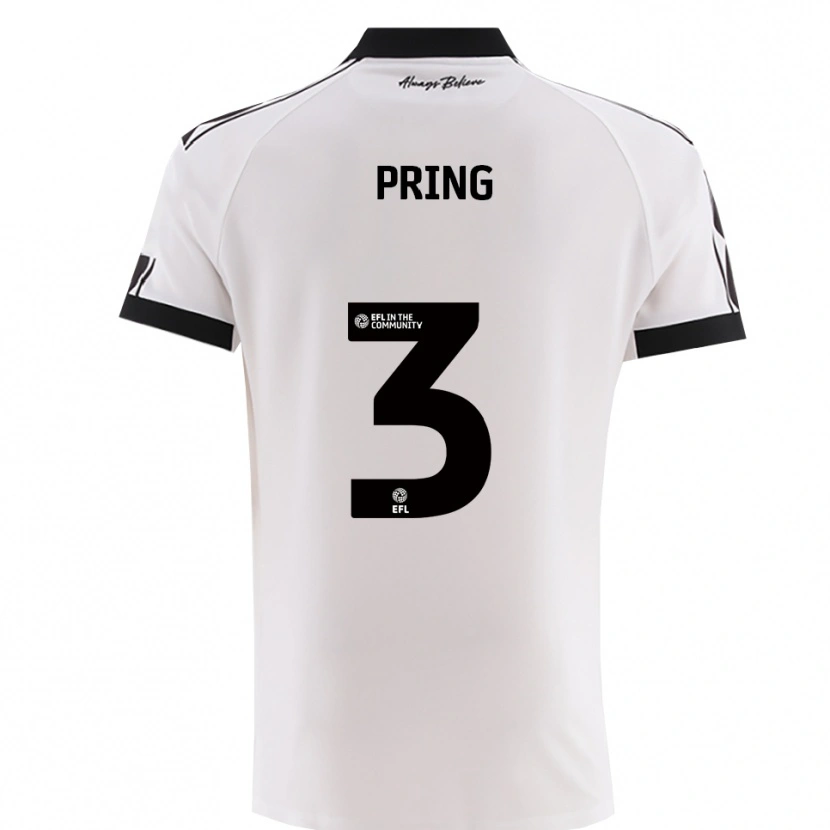 Danxen Donna Maglia Cameron Pring #3 Bianco Nero Kit Gara Away 2025/26 Maglietta