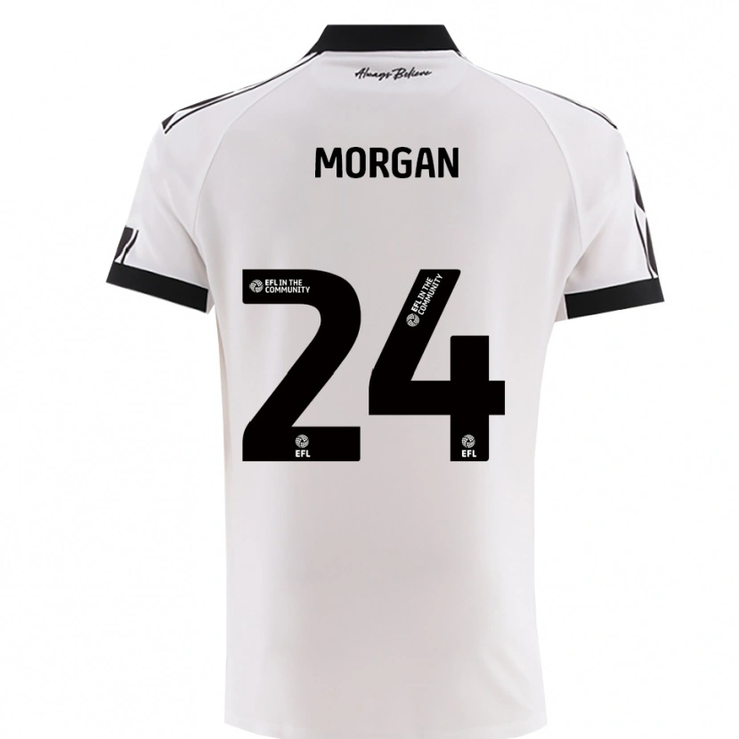 Danxen Donna Maglia Ffion Morgan #24 Bianco Nero Kit Gara Away 2025/26 Maglietta