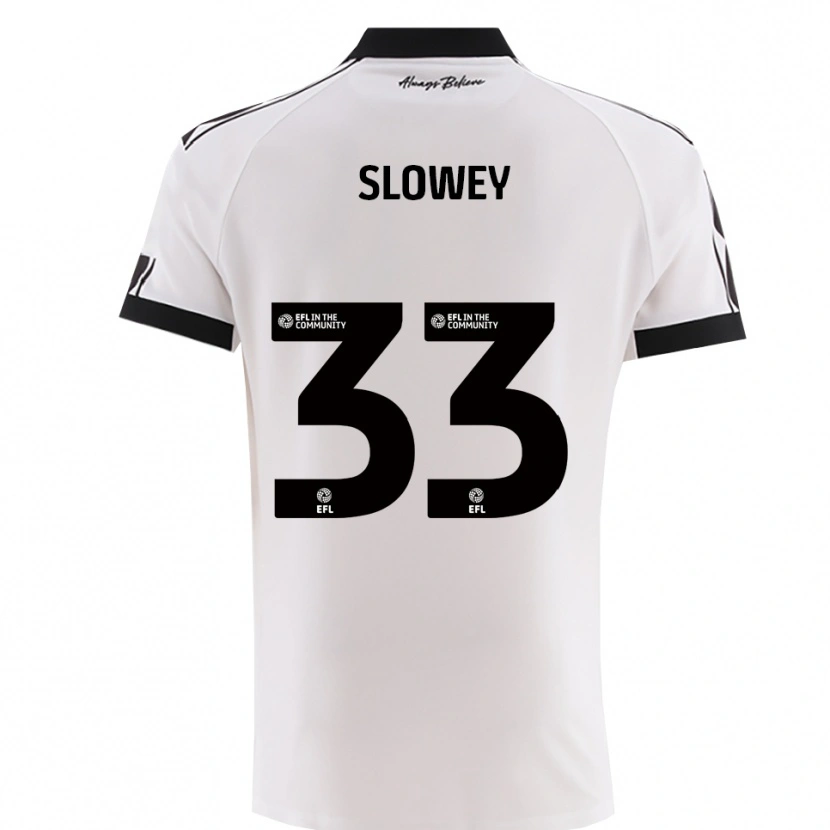 Danxen Donna Maglia Josh Campbell-Slowey #33 Bianco Nero Kit Gara Away 2025/26 Maglietta
