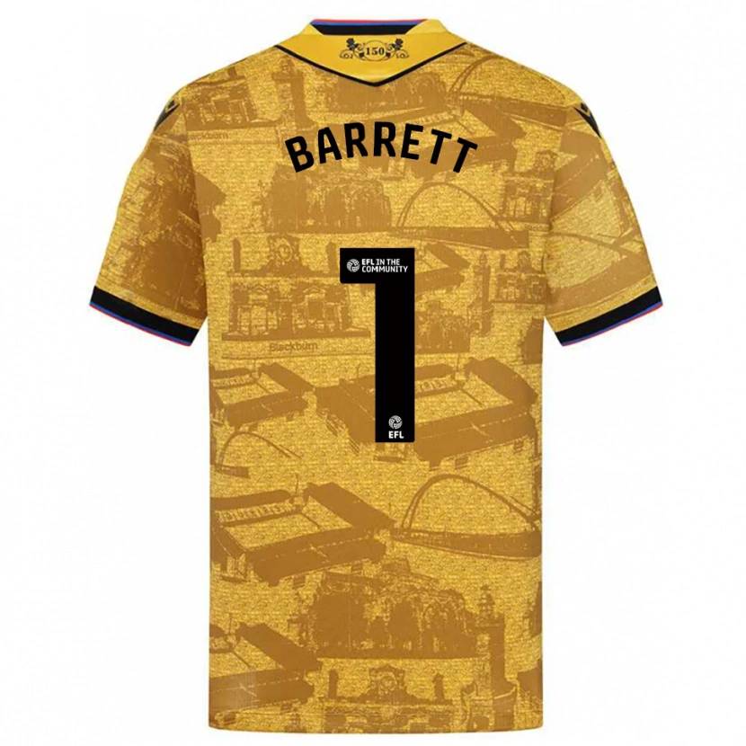 Danxen Donna Maglia Jack Barrett #1 Oro Nero Kit Gara Away 2025/26 Maglietta