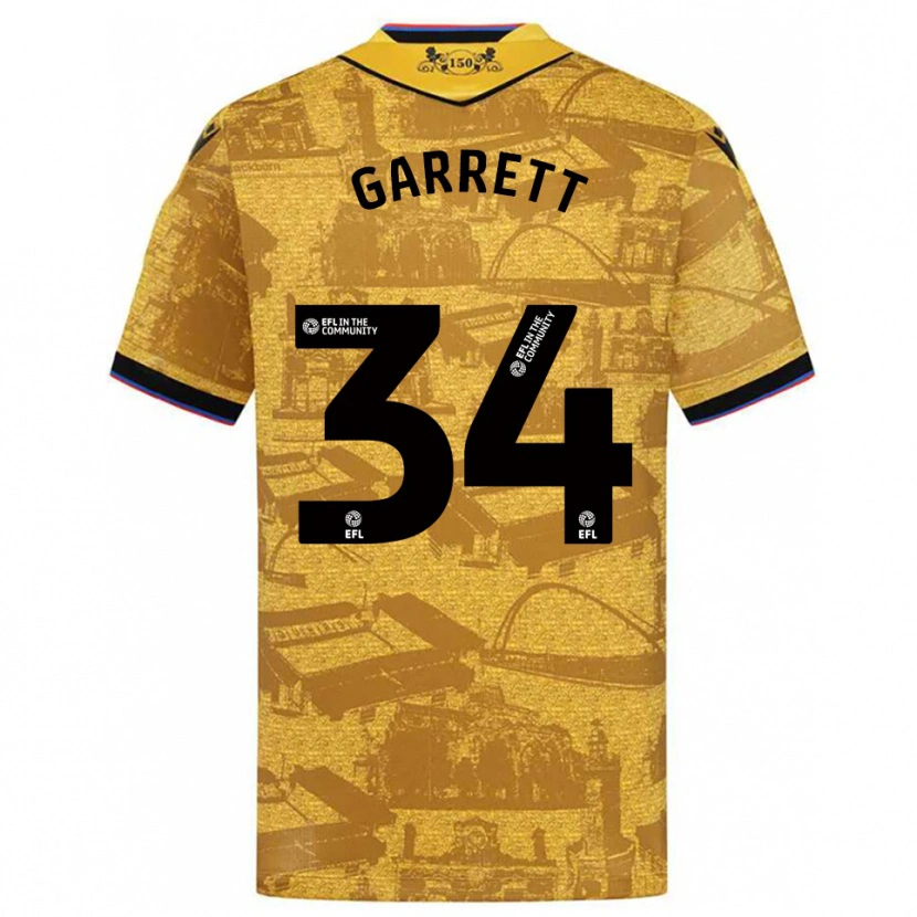 Danxen Donna Maglia Jake Garrett #34 Oro Nero Kit Gara Away 2025/26 Maglietta