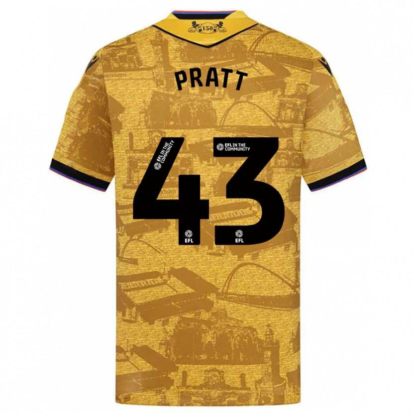 Danxen Donna Maglia George Pratt #43 Oro Nero Kit Gara Away 2025/26 Maglietta