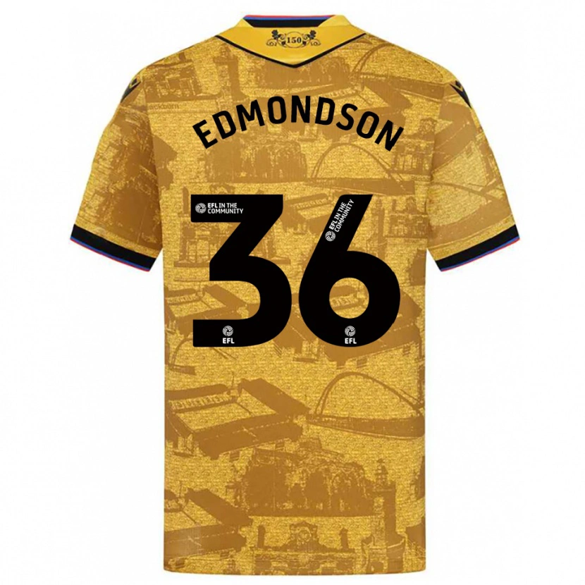 Danxen Donna Maglia James Edmondson #36 Oro Nero Kit Gara Away 2025/26 Maglietta