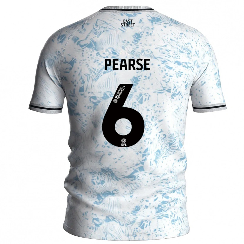 Danxen Donna Maglia Gracie Pearse #6 Bianco Azzurro Cielo Kit Gara Away 2025/26 Maglietta