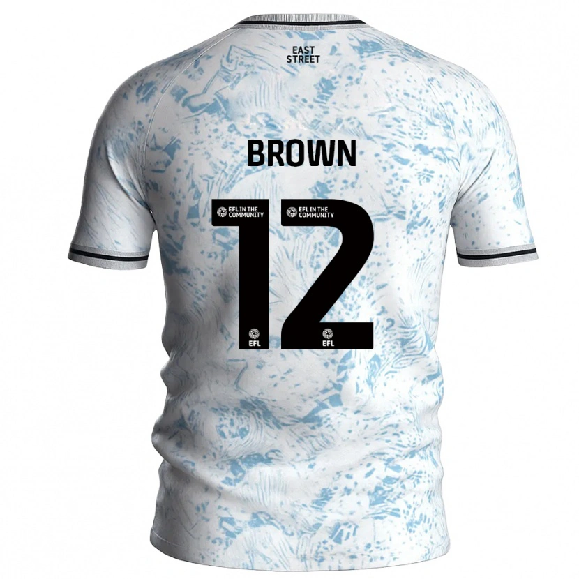 Danxen Donna Maglia Ethan Brown #12 Bianco Azzurro Cielo Kit Gara Away 2025/26 Maglietta