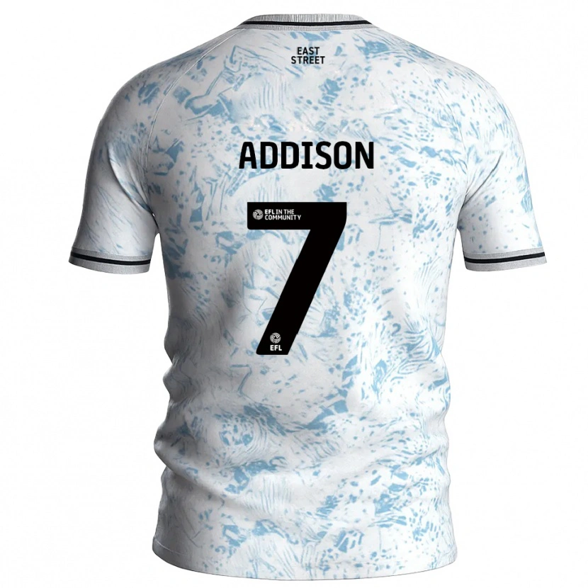 Danxen Donna Maglia Angela Addison #7 Bianco Azzurro Cielo Kit Gara Away 2025/26 Maglietta