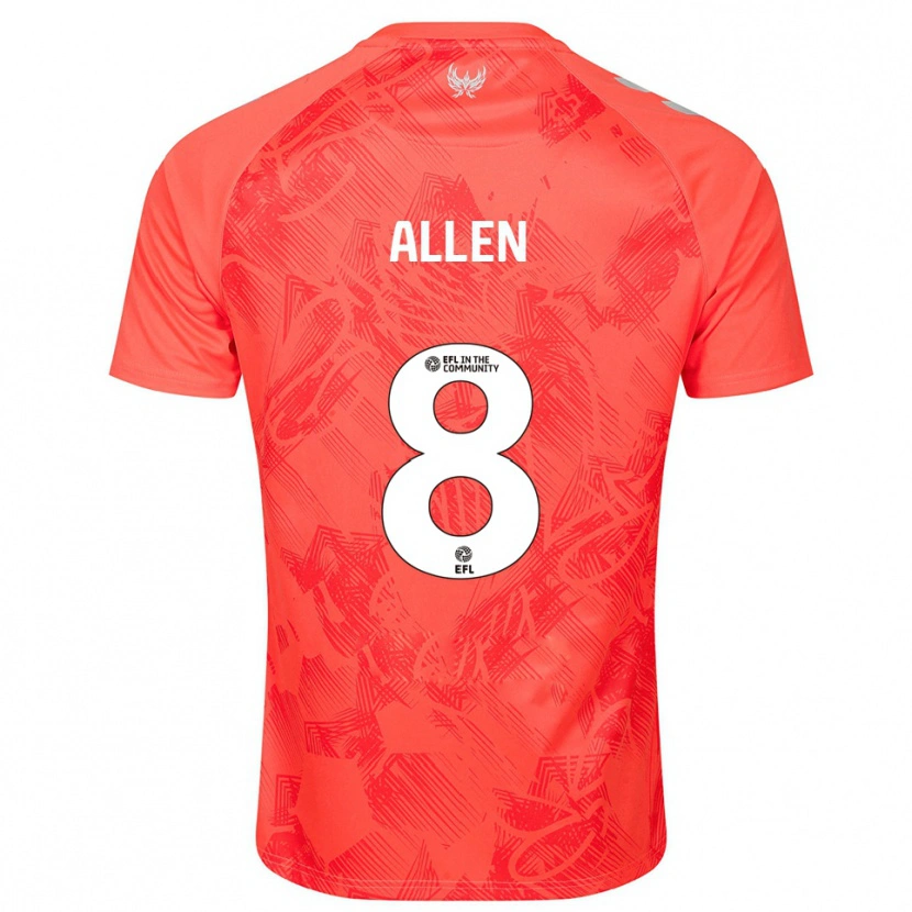 Danxen Donna Maglia Jamie Allen #8 Arancione Bianco Kit Gara Away 2025/26 Maglietta