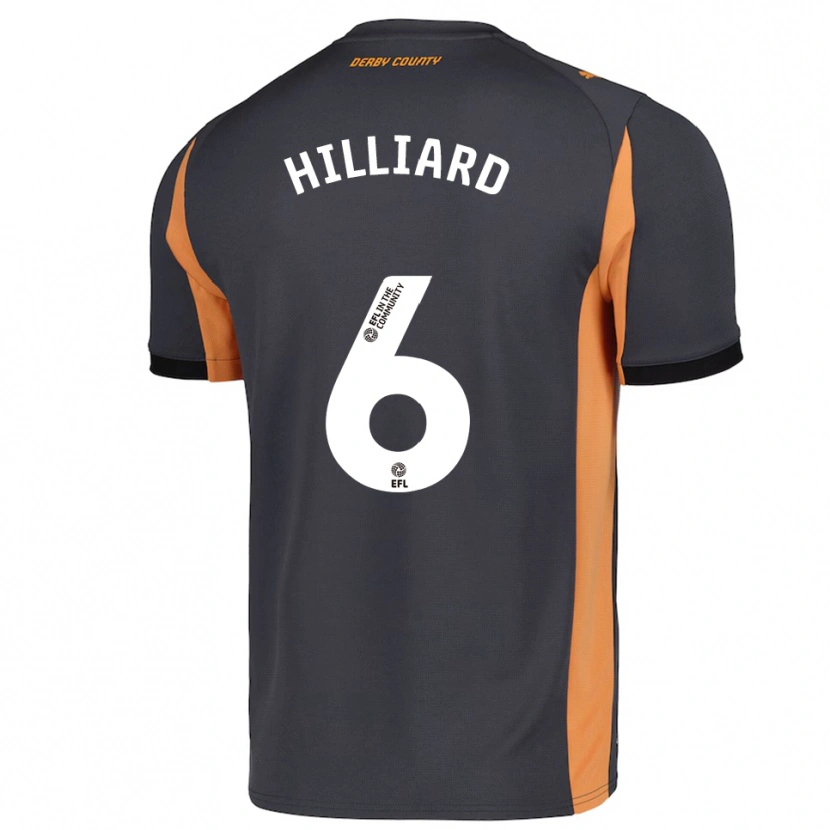 Danxen Donna Maglia Ella Hilliard #6 Grigio Arancione Nero Kit Gara Away 2025/26 Maglietta