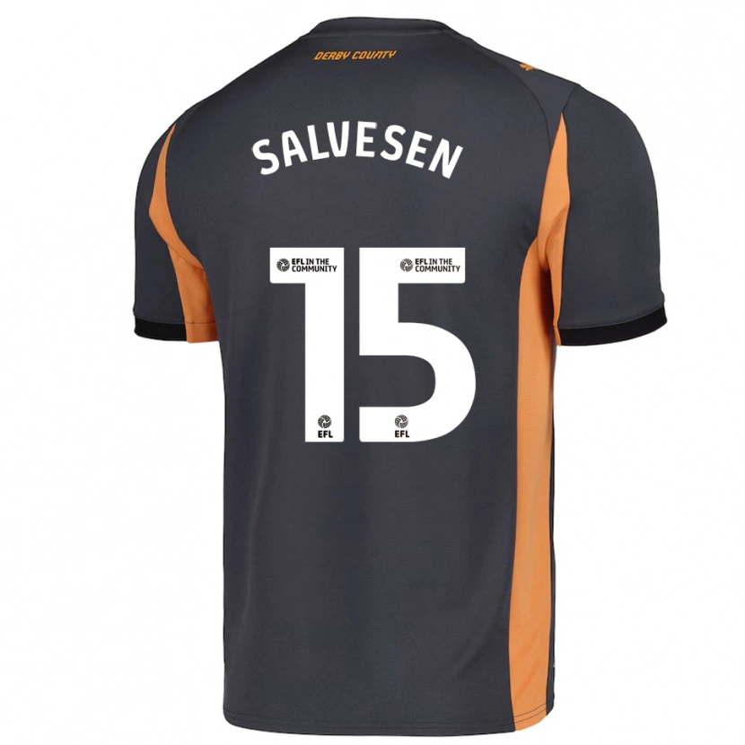 Danxen Donna Maglia Lars-Jørgen Salvesen #15 Grigio Arancione Nero Kit Gara Away 2025/26 Maglietta