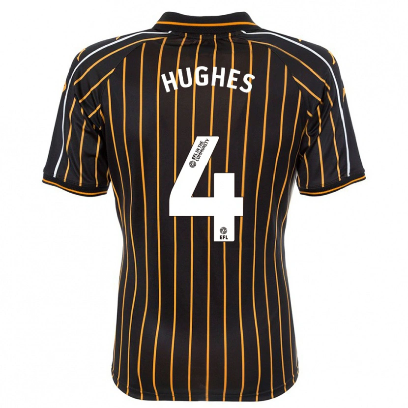 Danxen Donna Maglia Charlie Hughes #4 Bianco Nero Kit Gara Away 2025/26 Maglietta