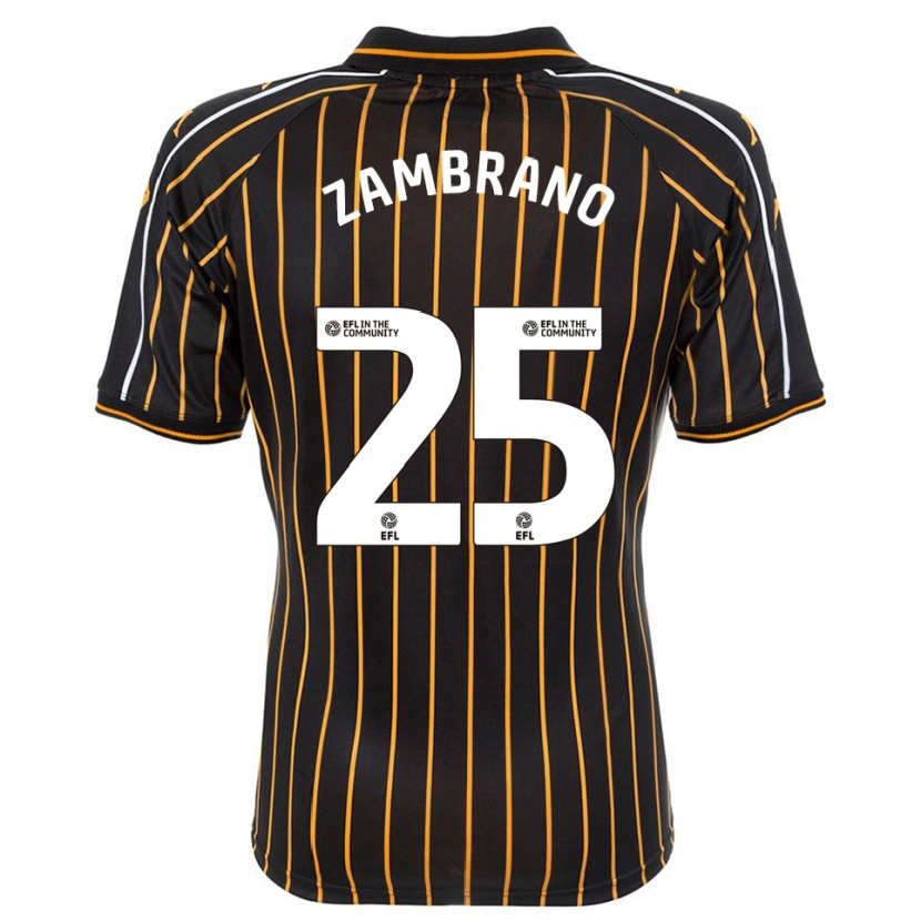 Danxen Donna Maglia Óscar Zambrano #25 Bianco Nero Kit Gara Away 2025/26 Maglietta