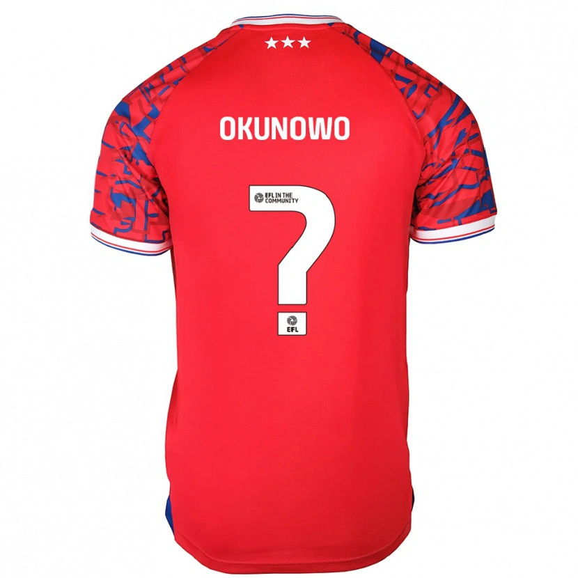 Danxen Donna Maglia Emmanuel Okunowo #0 Rosso Blu Kit Gara Away 2025/26 Maglietta