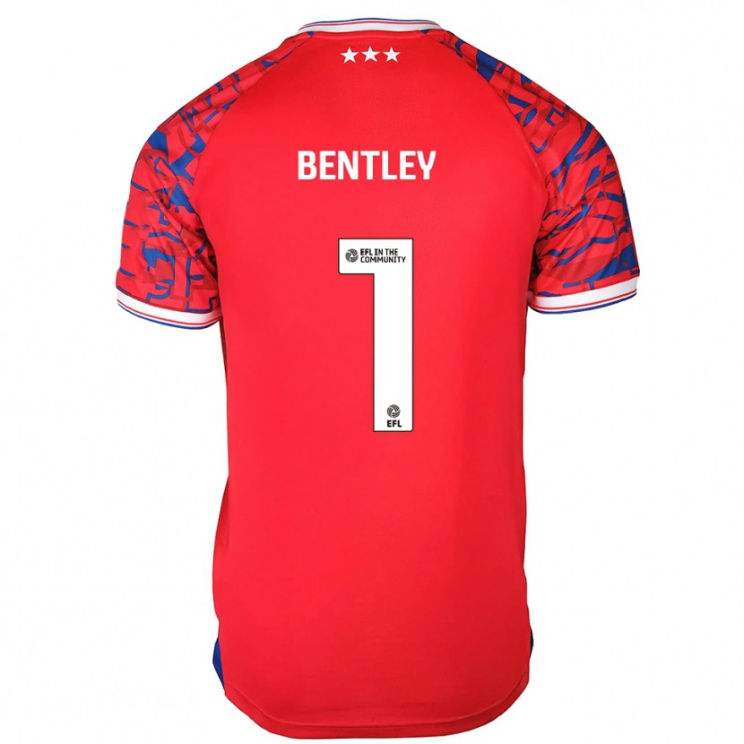 Danxen Donna Maglia Josh Bentley #1 Rosso Blu Kit Gara Away 2025/26 Maglietta
