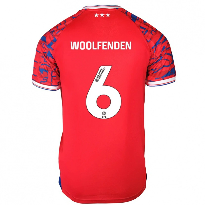 Danxen Donna Maglia Luke Woolfenden #6 Rosso Blu Kit Gara Away 2025/26 Maglietta