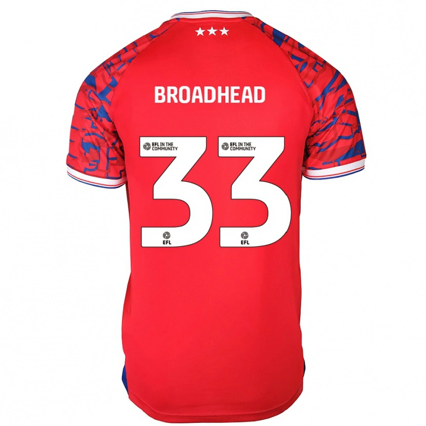 Danxen Donna Maglia Nathan Broadhead #33 Rosso Blu Kit Gara Away 2025/26 Maglietta