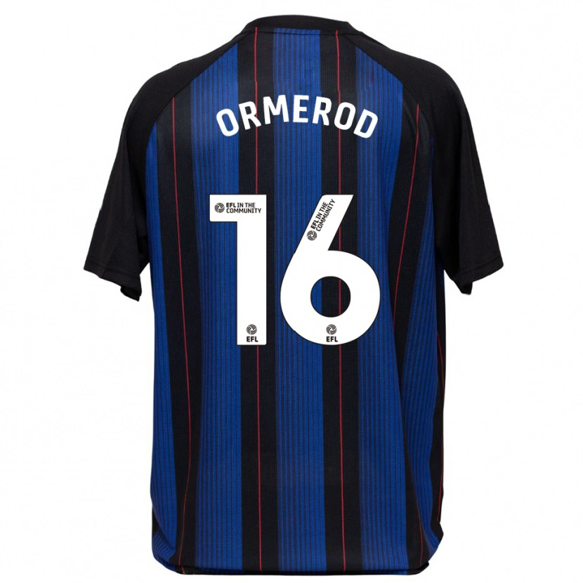 Danxen Donna Maglia Eddie Ormerod #16 Blu Nero Kit Gara Away 2025/26 Maglietta
