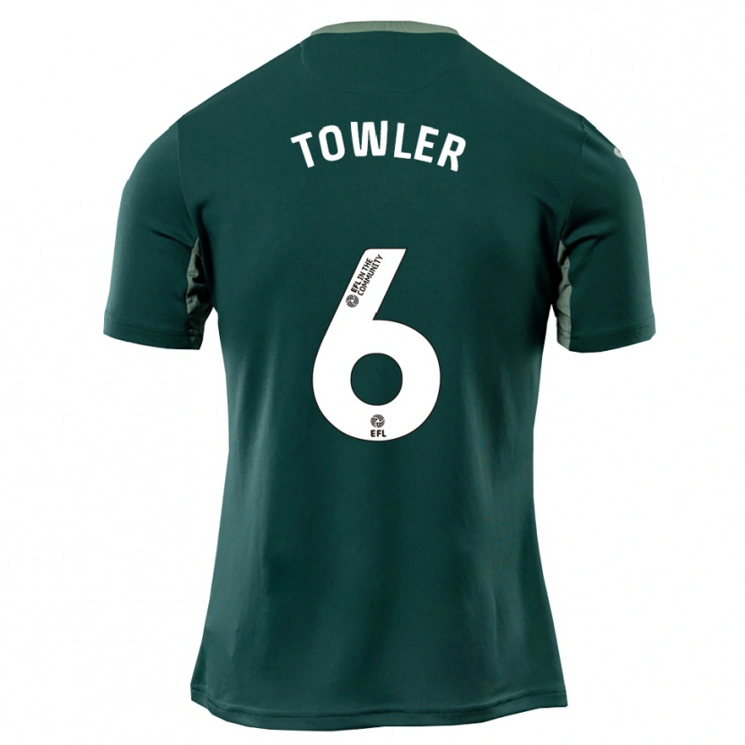 Danxen Donna Maglia Luke Towler #6 Verde Bianco Viola Kit Gara Away 2025/26 Maglietta