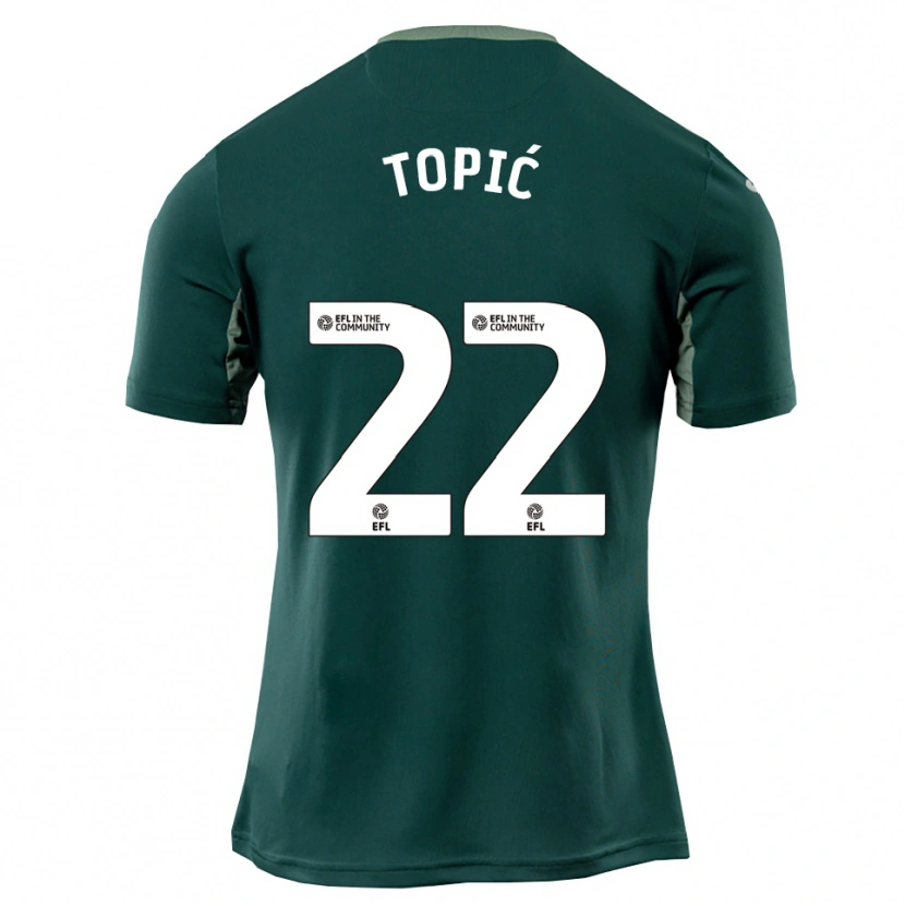 Danxen Donna Maglia Mirko Topić #22 Verde Bianco Viola Kit Gara Away 2025/26 Maglietta