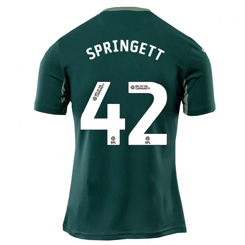 Danxen Donna Maglia Tony Springett #42 Verde Bianco Viola Kit Gara Away 2025/26 Maglietta
